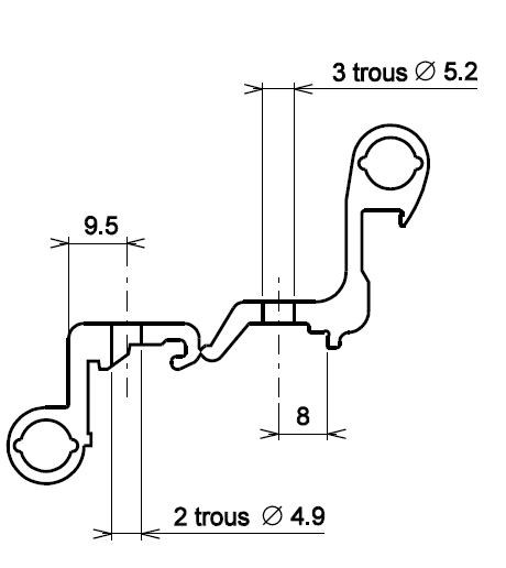 TCF089 - Paumelle réglable TECHNAL gamme TOPAZE FB