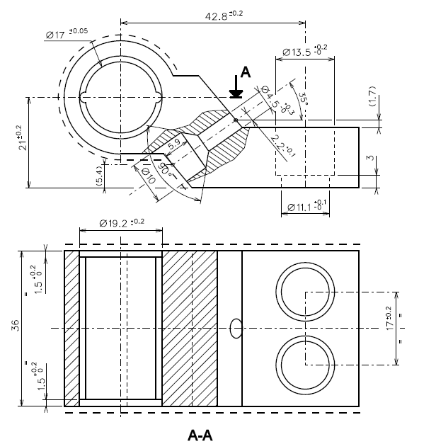 TCP102 - Paumelle en applique composée axe à 21mm TECHNAL gamme PB/PX