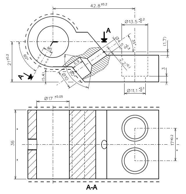 TCP102 - Paumelle en applique composée axe à 21mm TECHNAL gamme PB/PX