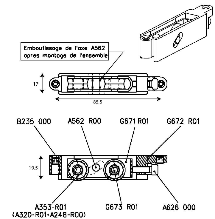 T2950 - Roulette double réglable TECHNAL gamme GB