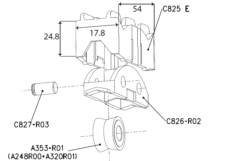 T2952 - roulette double polyamide TECHNAL gamme GB/GM