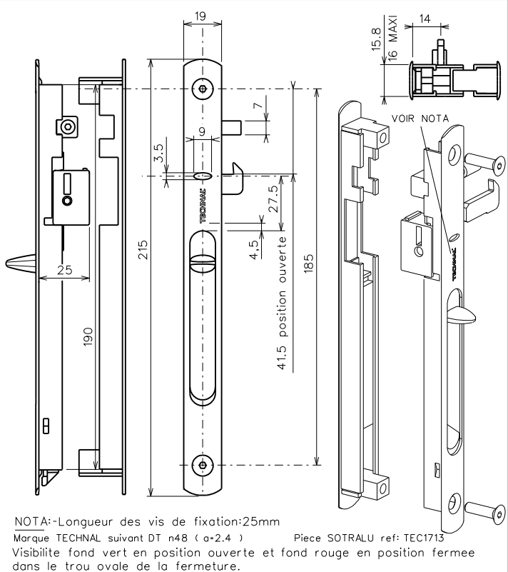 T3061 - Fermeture double coquille TECHNAL gamme GB