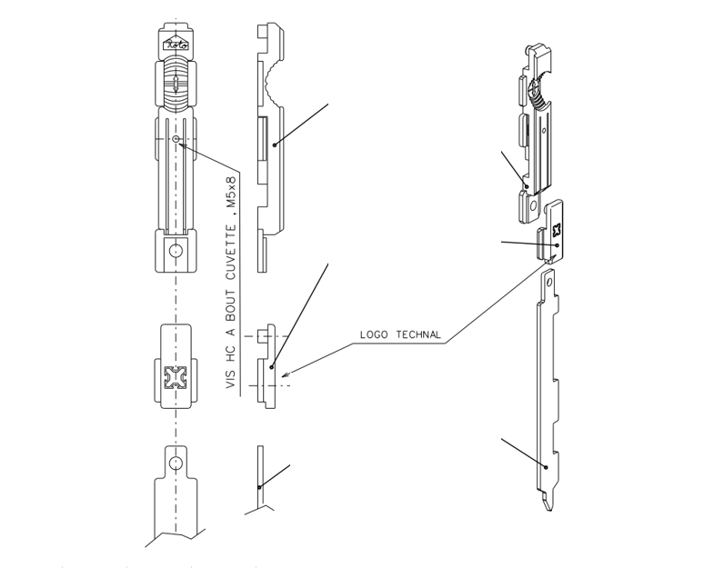 T3253 - Verrou à targette TECHNAL gamme TOPAZE FB