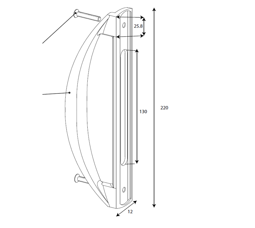 T3325 - Poignée de tirage évidée TECHNAL gamme GB