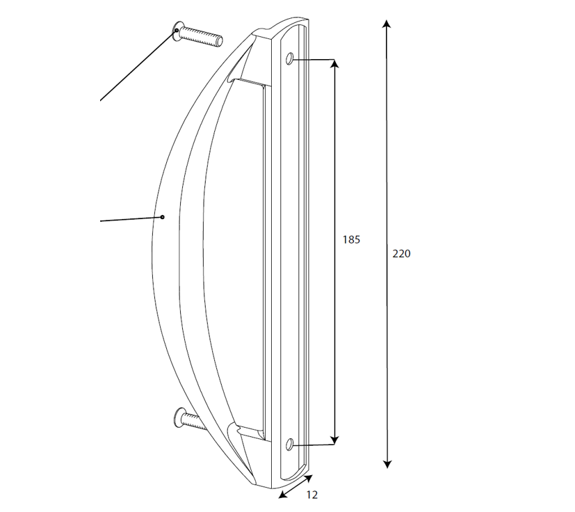 T3326 - Poignée de tirage pleine TECHNAL gamme GB
