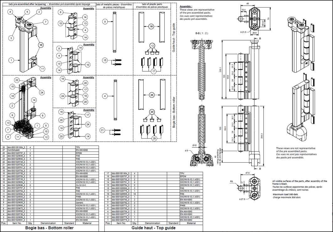 TPW6003 - Ensemble de bogies TECHNAL gamme AMBIAL PW