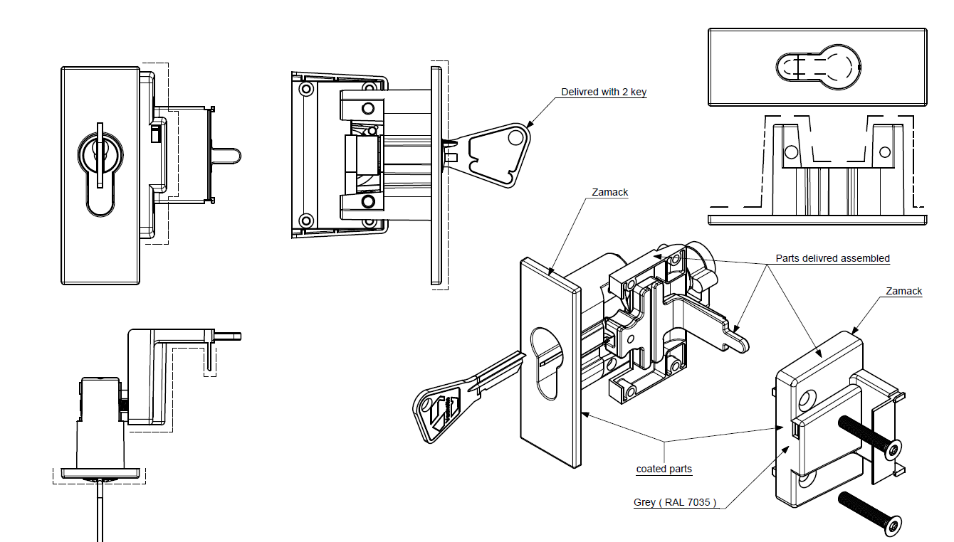 T621005 - Fermeture extérieur à clé TECHNAL gamme LUMEAL GA