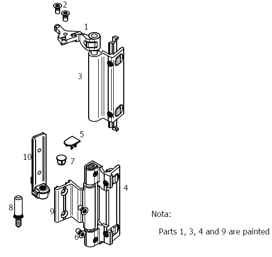 T940011 - Paumelles OB/BO TECHNAL gamme SOLEAL FY