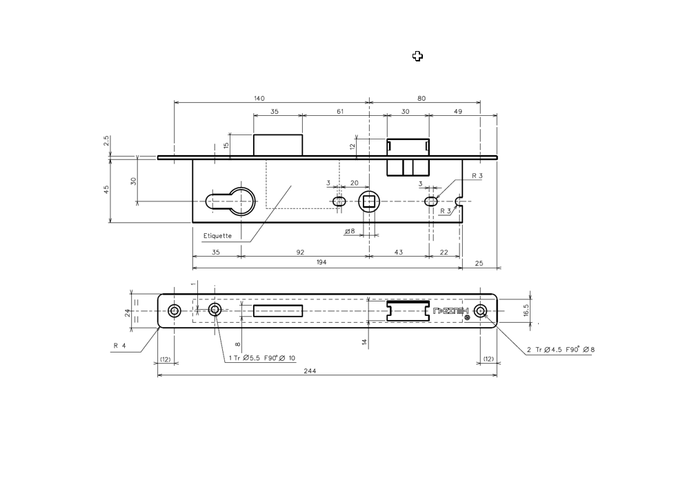TCF016 - Serrure 1 point à pêne TECHNAL gamme FX