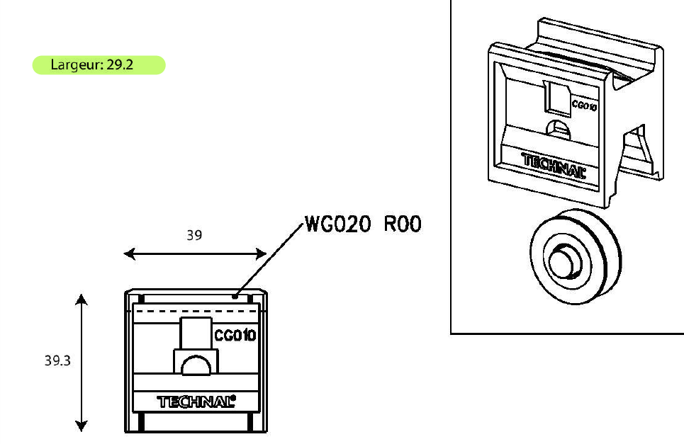 TCG010 - Roulette simple TECHNAL gamme GX