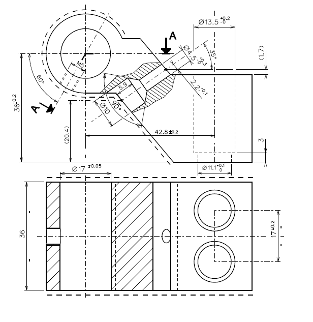 TCP101 - Paumelle en applique axe à 36mm TECHNAL gamme PB/PX