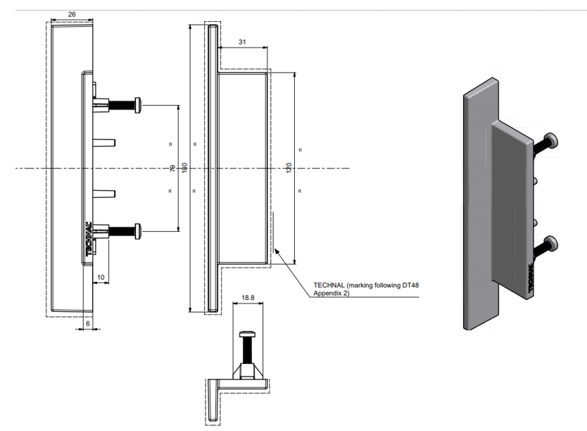 TGY3732 - Poignée de tirage extérieur TECHNAL gamme SOLEAL GY