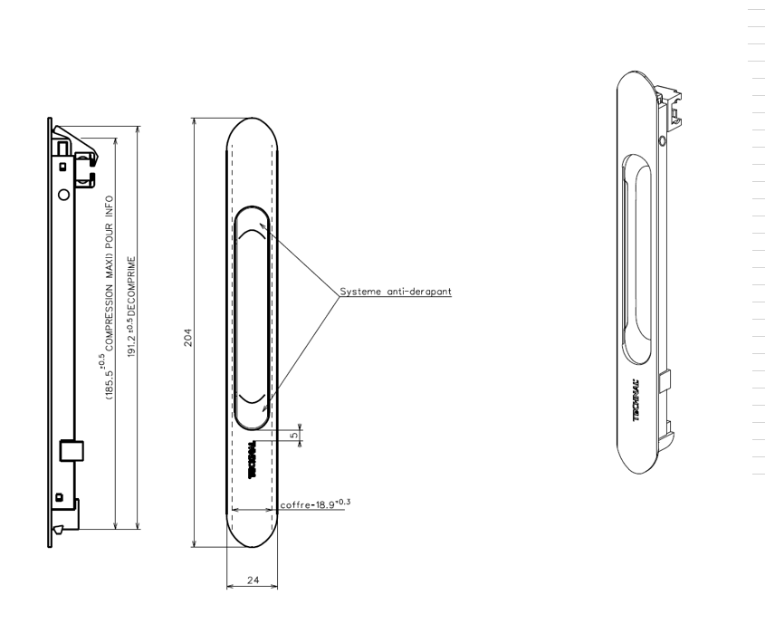 TKG002 - Coquille de manœuvre TECHNAL gamme GX