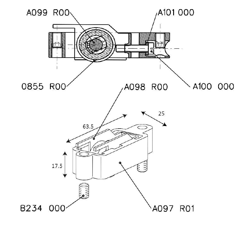 T1958 - Roulette simple réglable TECHNAL gamme GK