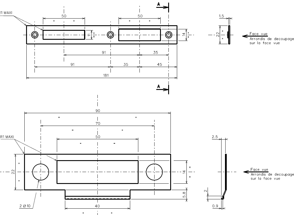 T2869 - Gâche porte TECHNAL gamme PPm
