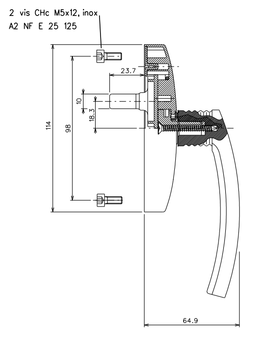 T3254 - Crémone réversible (1 fourche) TECHNAL gamme FB