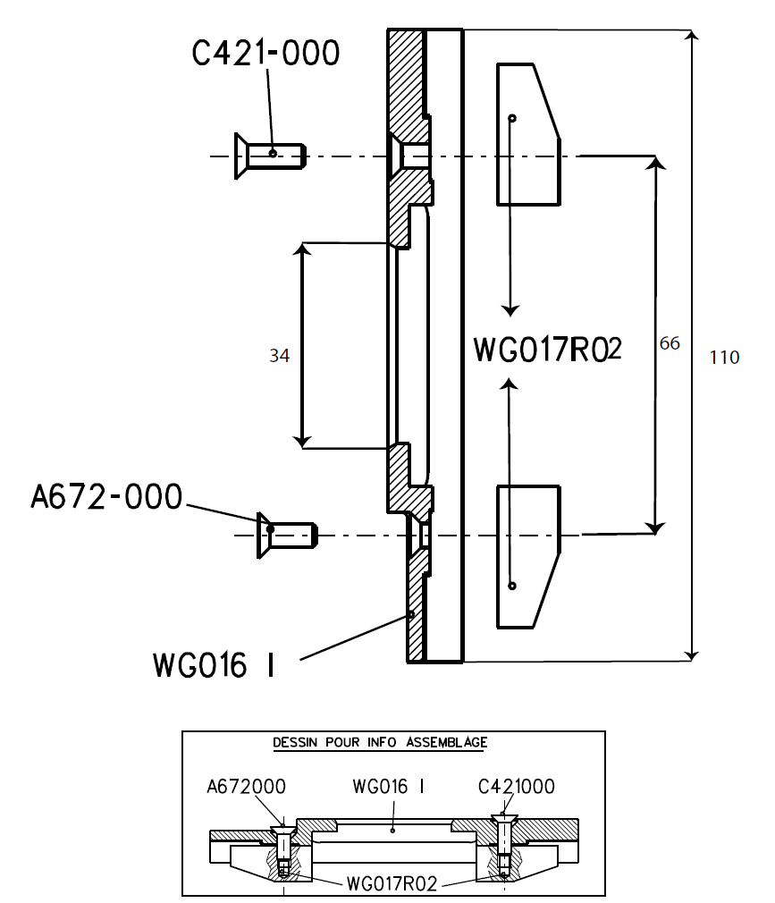 TCG012 - Gâche pour coulissant TECHNAL gamme GX.