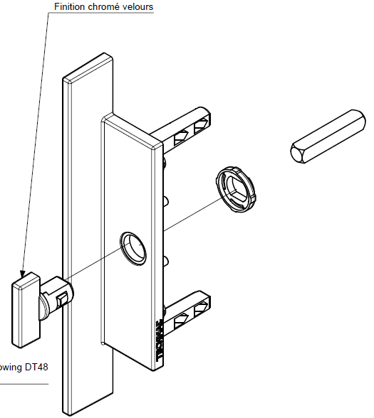 TGY3717 - Poignée de tirage à manœuvre sur plaque TECHNAL gamme SOLEAL GY