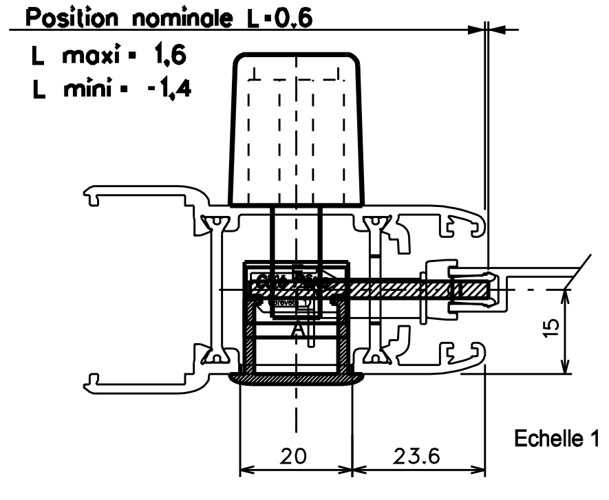 TKG015 - Fermetures à clés cage de 20mm TECHNAL gamme TOPAZE GB