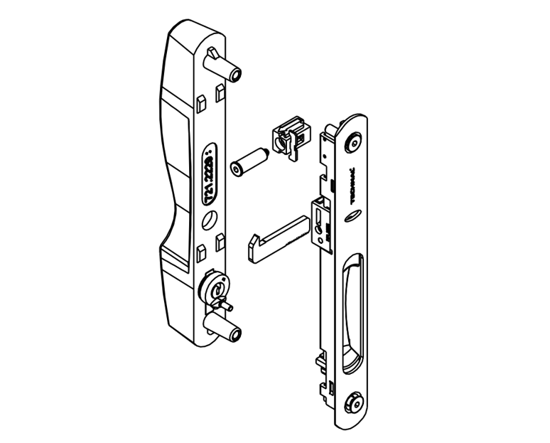 TKG015 - Fermetures à clés cage de 20mm TECHNAL gamme TOPAZE GB