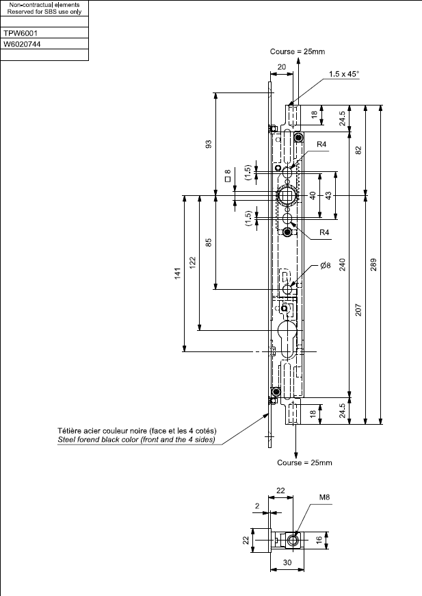TPW6001 - Serrure 2 points TECHNAL gamme AMBIAL PW