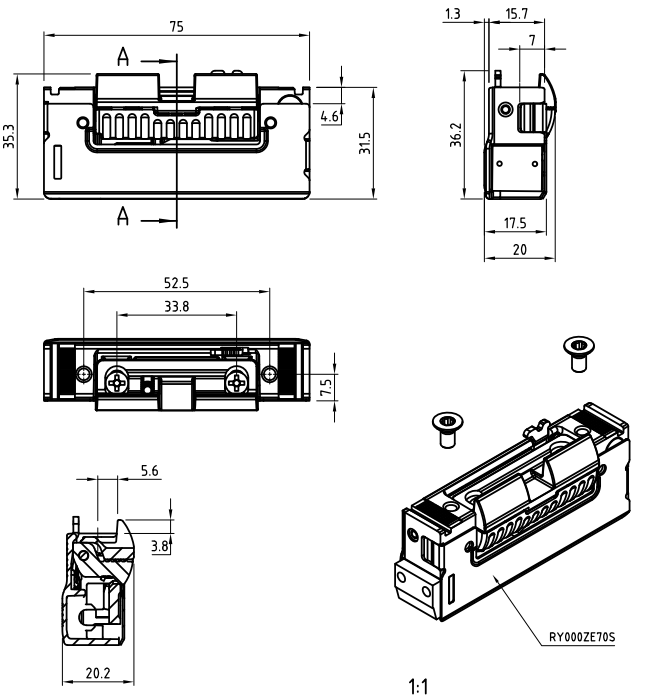 TPY6014 - Boitier gâche libre TECHNAL gamme SOLEAL PY/PH65.