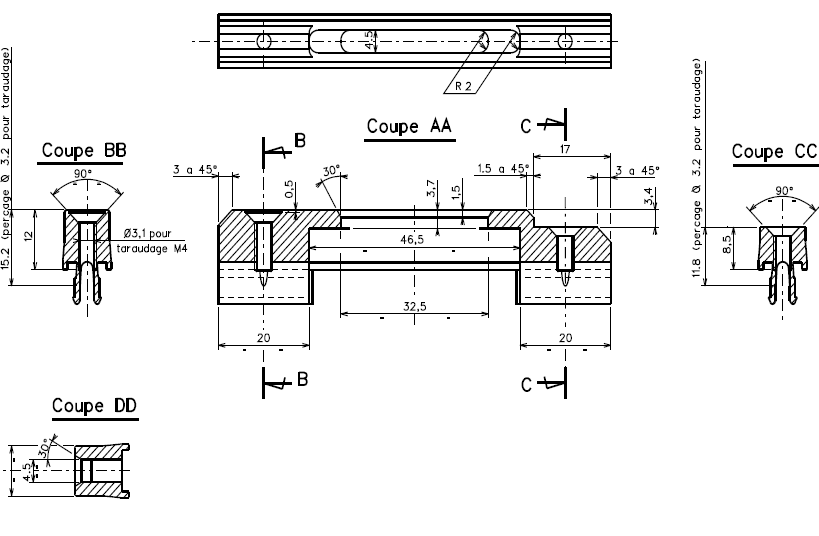 TCG032 - Gâche pour coulissant TECHNAL gamme TOPAZE GB.
