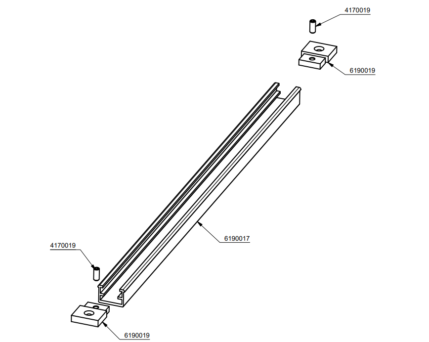 TPH3613 - Glissière pour ferme porte intégré TECHNAL gamme SOLEAL PY/PH
