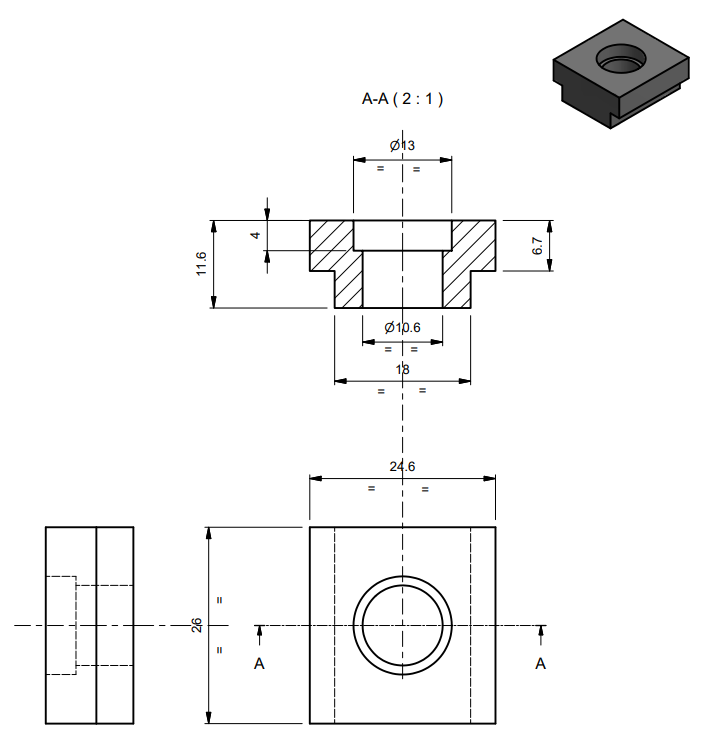TPY3829 - Guide pour ferme porte intégré TECHNAL gamme SOLEAL PY/PH