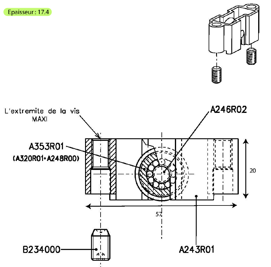 T1950 - Roulette simple TECHNAL gamme GM/GB