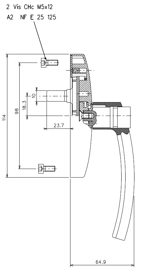 T3279 - Crémone à clé réversible OB (1 fourche) TECHNAL gamme FB