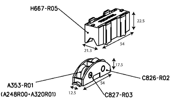 T1957 - Roulette double polyamide TECHNAL gamme GB