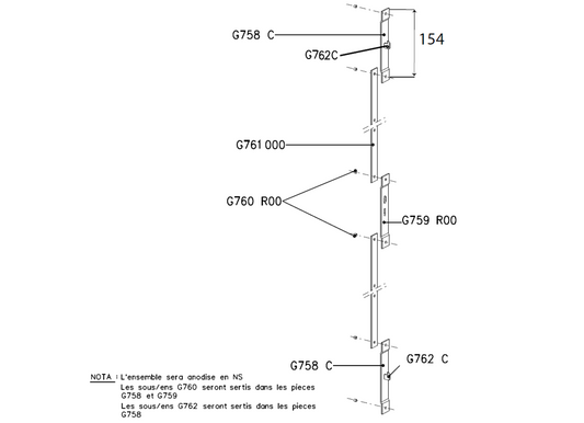 T3086 - Fermeture 3 points TECHNAL gamme GB