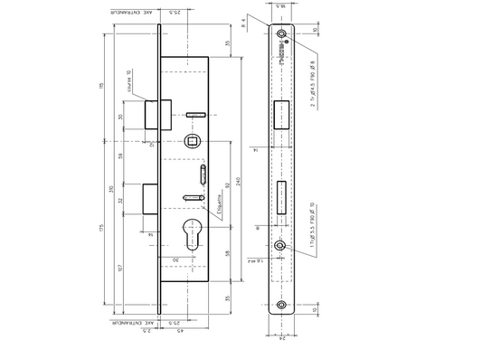 TCF017 - Kit serrure 3 points TECHNAL gamme FX