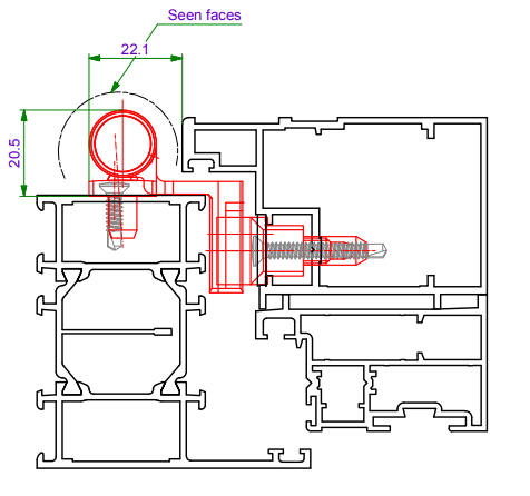 TFY3669 - Paumelle porte monobloc TECHNAL gamme SOLEAL PY