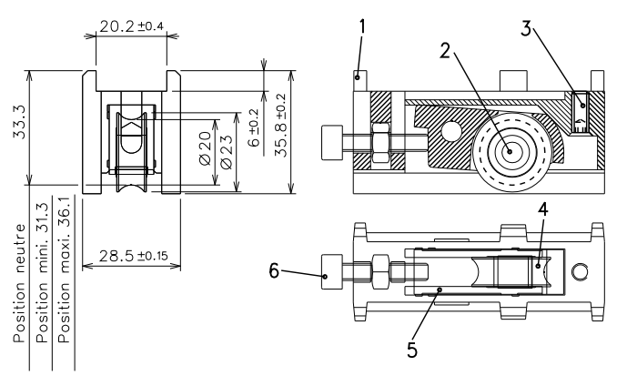 TCG015 - Roulette simple réglable TECHNAL gamme GX